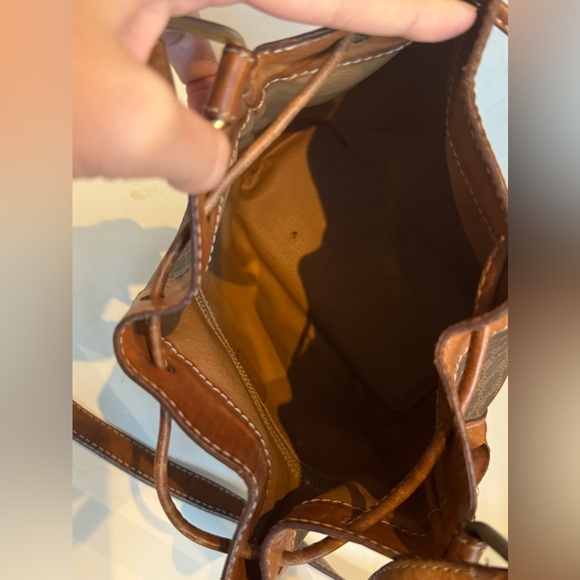 Celine Macadam Vintage Blason Brown Leather Drawstring Bucket Shoulder Bag - Picture 12 of 14